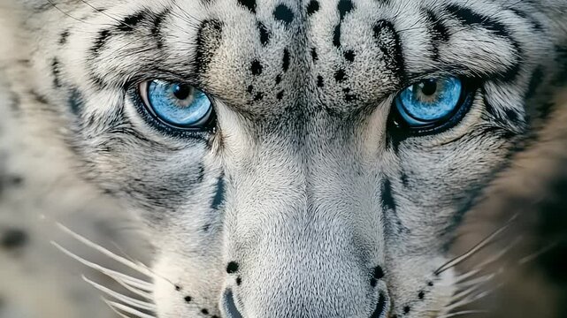 Close-up of a snow leopard's face