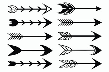 Boho Tribal Arrow Vector Set – Decorative Black Silhouettes for Design Projects