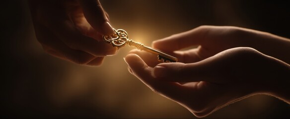 The golden key symbolizing connection and trust in a moment of exchange.