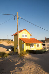 Beach Cabin on Sand in Caparica Portugal