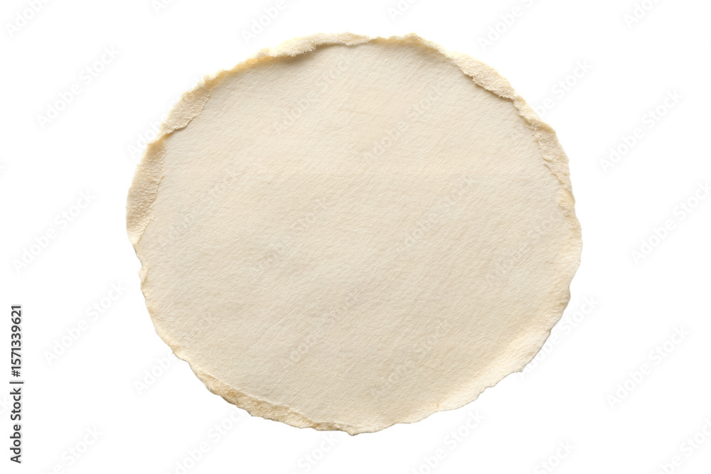 Poster beige round torn paper texture element on transparent background round torn paper texture element wi