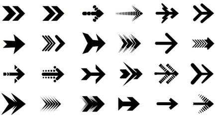 Black arrow icons in varied styles