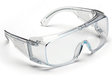 Clear safety glasses isolated on white background provide eye protection