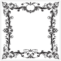a set of black and white vector corner silhouettes in vintage, floral, geometric, and minimalist styles.  
