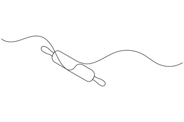 One line drawing of kitchen rolling pin for bakery tool minimalist isolated outline vector