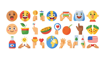 Obraz premium Funny eggs with flags and hands vector illustration for easter and other events