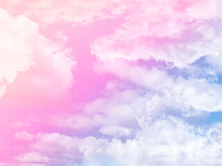 beauty sweet pastel pink and blue colorful with fluffy clouds on sky. multi color rainbow image. abstract fantasy growing light