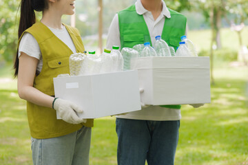 Volunteers Collecting Recyclable Plastic Bottles