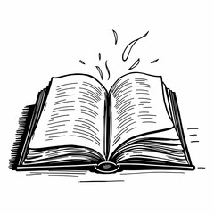 Covered opened book with pages fluttering Hand Drawn Sketch Vector illustration