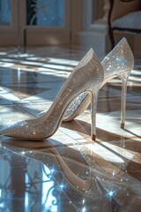 Exquisite high heels in light and shadow