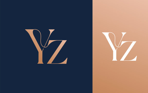 Initial letter YZ ZY logo design vector illustration for couple, wedding, and business