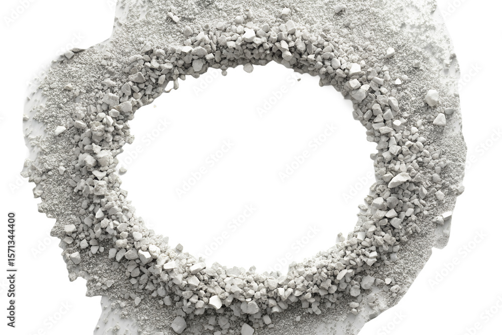 Poster circle frame of crushed white stone on transparent background circle frame made crushed white stone