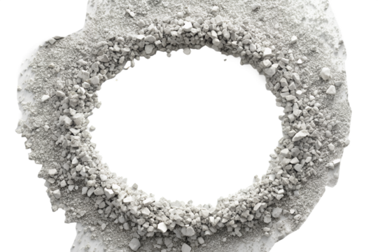 Circle Frame of Crushed White Stone on Transparent Background circle frame made crushed white stone