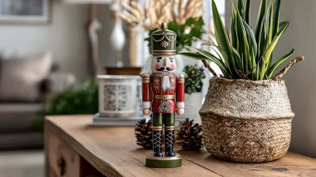 Wooden nutcracker figurine decor home