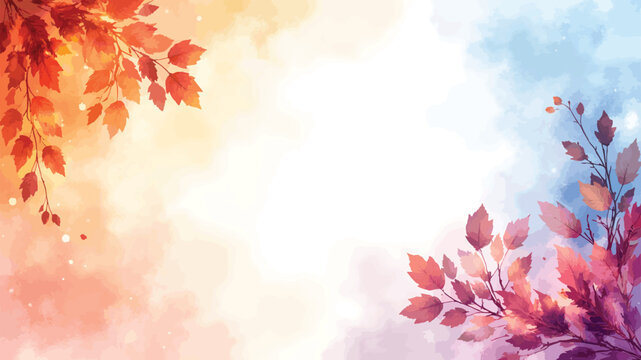 Autumn Leaves Watercolor Background fall