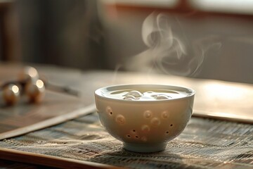Pearls and tea aroma in a milk tea cup