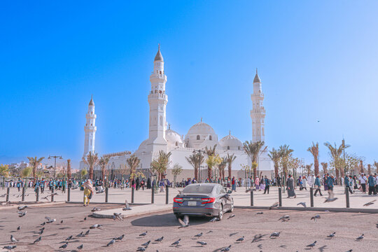 Beautiful view of Quba Mosque tower building.