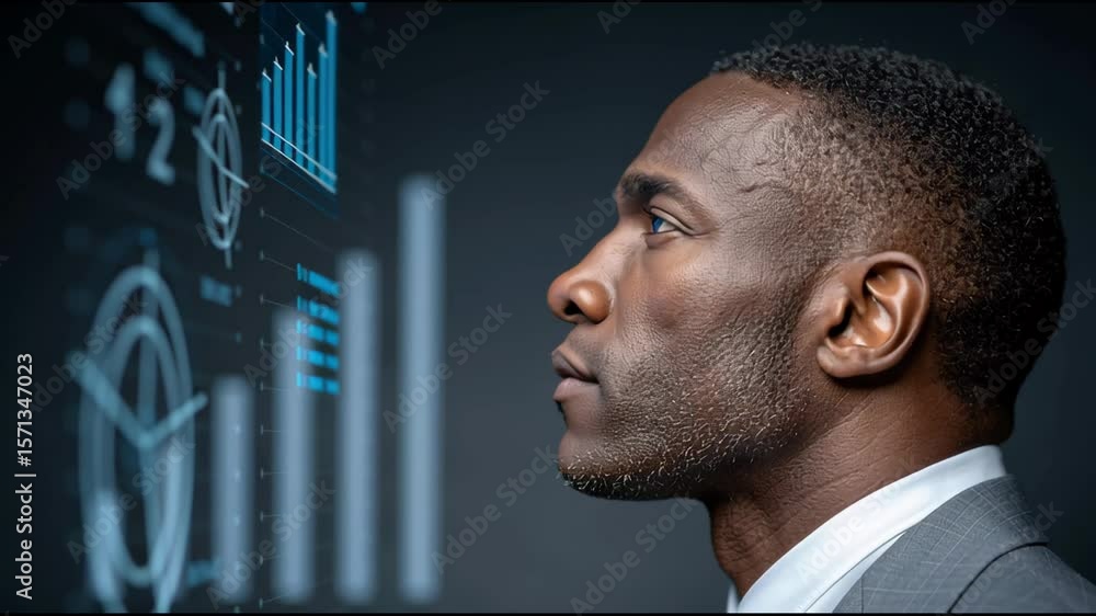 Poster data analyst: a focused professional, deeply engrossed in the intricacies of data visualization, ana