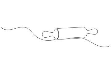 One line drawing of kitchen rolling pin for bakery tool minimalist isolated outline vector