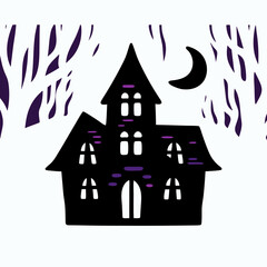 Spooky Haunted House Halloween Illustration