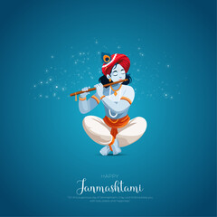 Happy Khrishna Janmashtami and dahi handi Hindu festival of happy shree lord krishna god born with janmashtami text and gradient background. abstract vector illustration design.