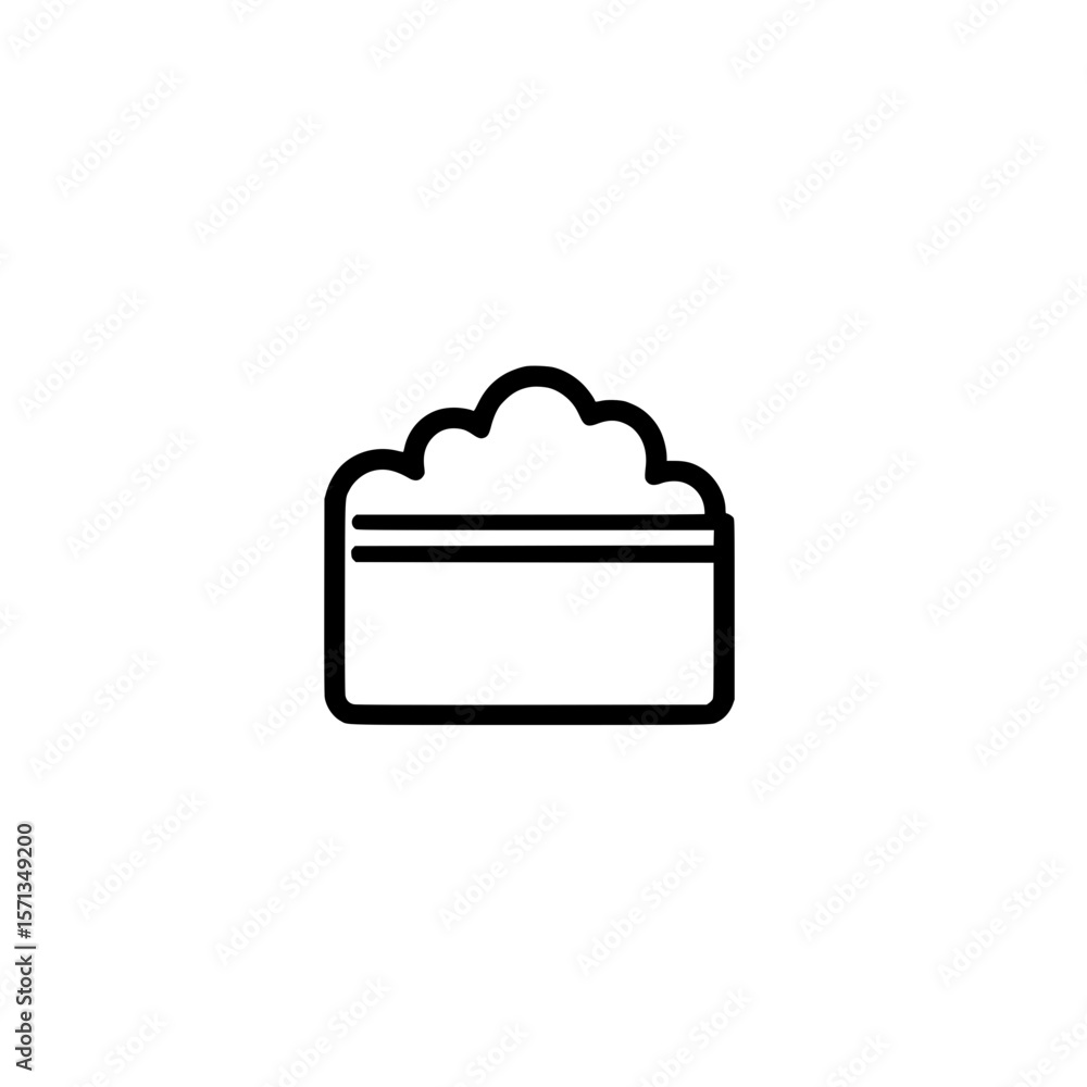Poster cloud and box icon representing cloud storage data backup or online package delivery concept