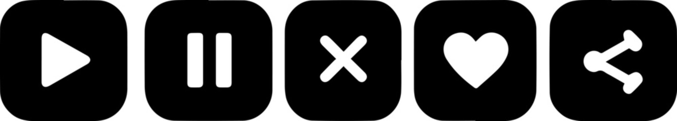 Obraz premium website button pack silhouette style