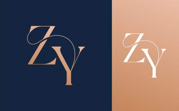 Initial letter ZY YZ logo design vector illustration for couple, wedding, and business