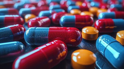 Close-up of colorful pills