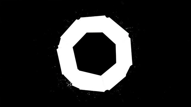 Animated Geometric Shape: White Octagon Expanding on a Black Background Visual Design