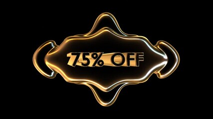 Glowing 75 Percent Off Discount Label For Sales Promotion Concept
