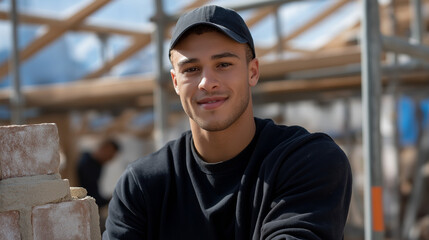 A worker reinforcing a wall with a joint at a construction site