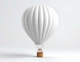 A graceful and serene depiction of a white hot air balloon floating in a bright and minimalist atmosphere representing freedom