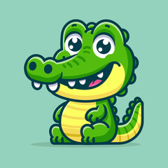 Fototapeta premium Cute Crocodile Cartoon Vector Art, Illustration and Graphic