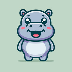 Cute Hippopotamus Cartoon Vector Art, Illustration and Graphic