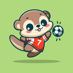 Cute Otter Football Cartoon Vector Art, Illustration and Graphic