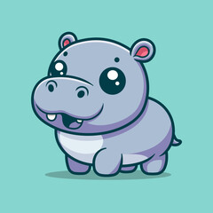 Cute Hippopotamus Cartoon Vector Art, Illustration and Graphic
