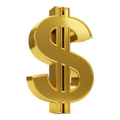 Obraz premium Shiny golden dollar sign symbol isolated on transparent background