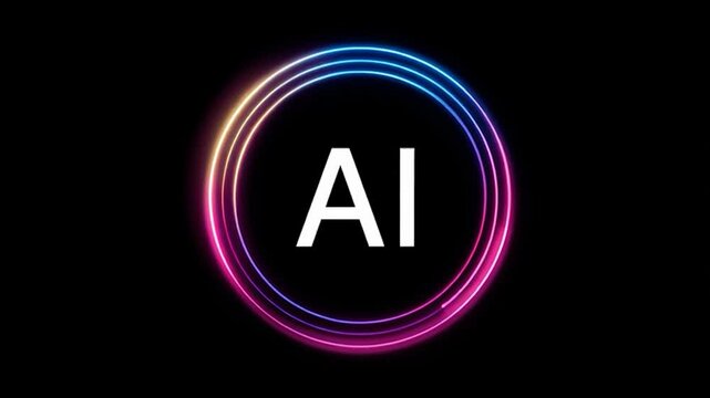 Illuminating AI: A captivating visual of the abbreviation "AI" encircled by a glowing, layered design, symbolic of technology and futuristic innovation.