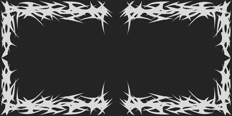 A collection of intricate and sharp white frames on a black background in a neo-tribal style.