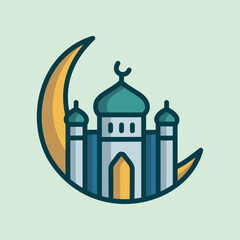 Cute Mosque Cartoon Vector Art, Illustration and Graphic