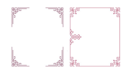 Elegant Burgundy Geometric Frame and Corner Design Elements for Invitations and Decorations
