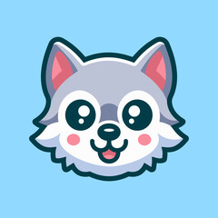 Cute Wolf Head Cartoon Vector Art, Illustration and Graphic