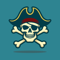 Skull Pirates Head Cartoon Vector Art, Illustration and Graphic