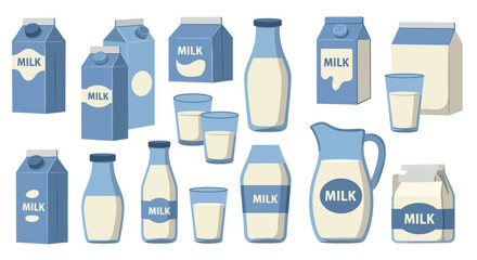 Variety of milk containers vector illustration for dairy product designs