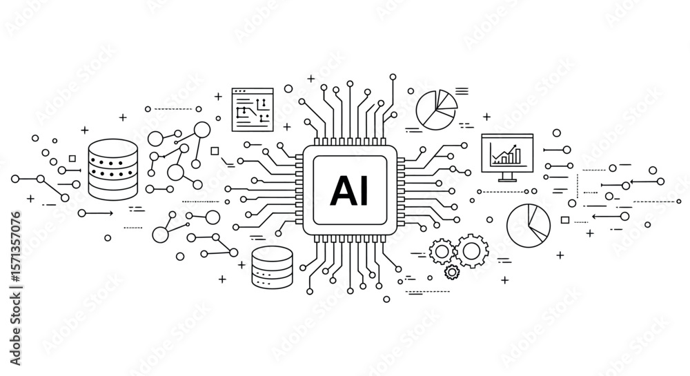 Poster ai technology circuit board vector illustration for tech design projects