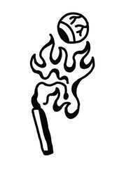 Burning matchstick igniting an eye, a surreal concept of vision or insight