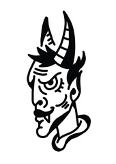 Traditional tattoo style devil illustration. Represents evil or rebellion