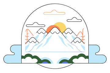 Naklejka premium mountain landscape vector illustration