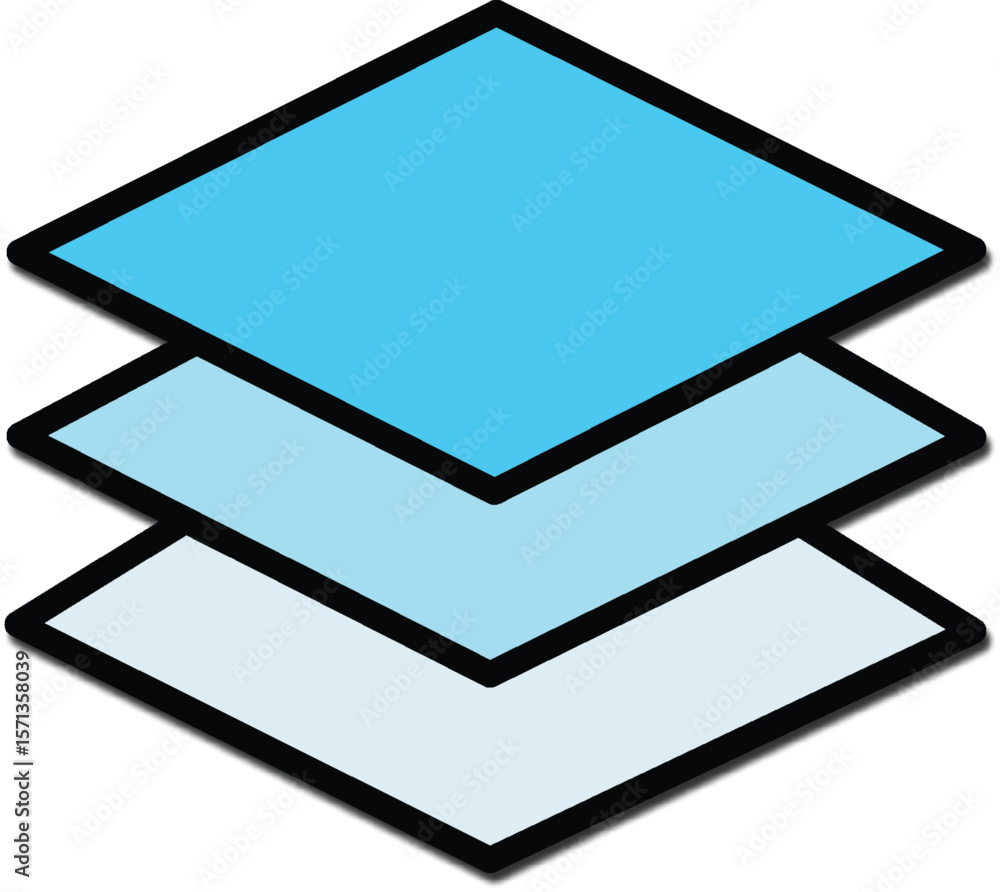 Poster layered squares icon stacked geometric shapes for ui and graphic design.